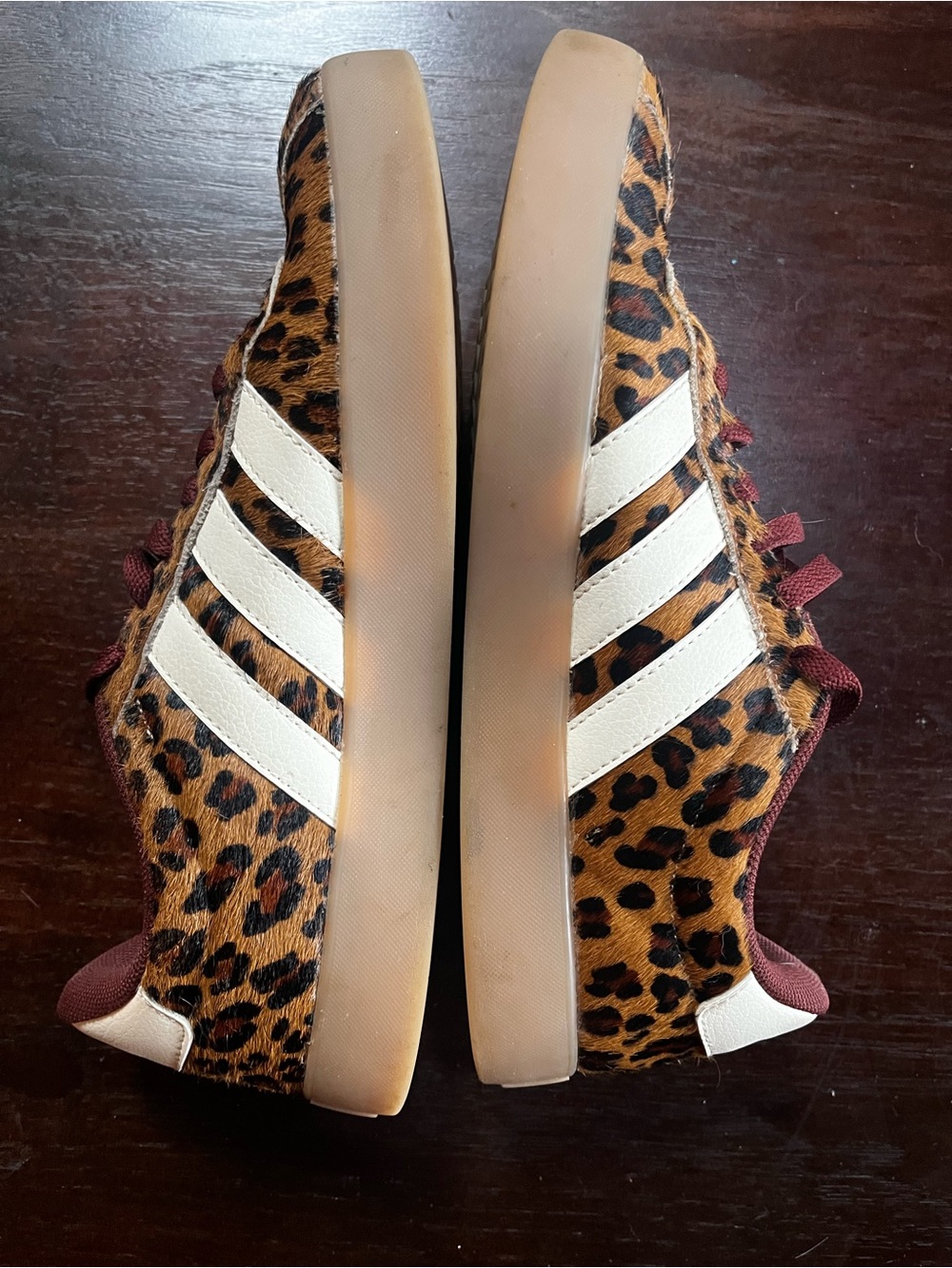 adidas Women’s VL Court 3.0 Leopard Print Sneakers with Maroon Laces - Picture 8 of 8